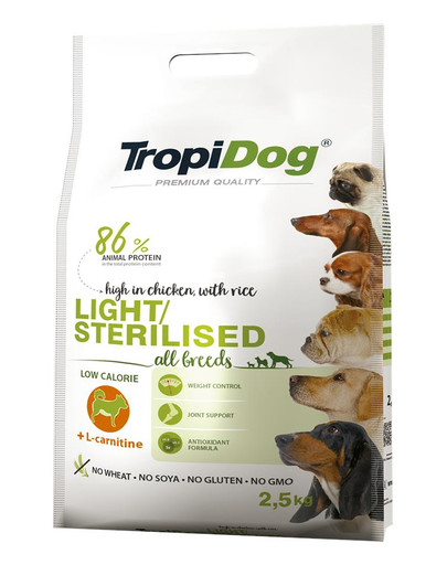 Premium Light-Sterilised 2,5kg sucha karma dla psów z nadwagą