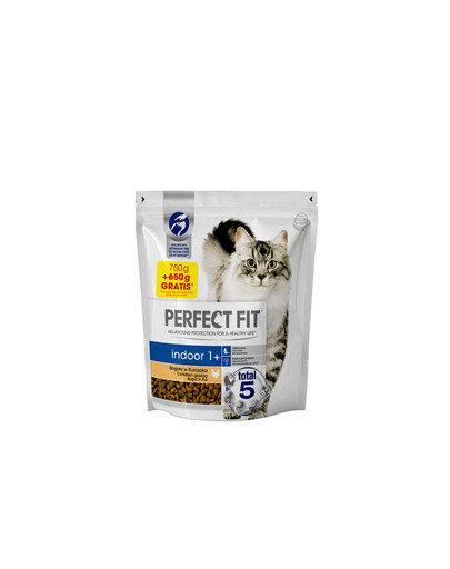 (Indoor 1+) 1,4kg (750g + 650g GRATIS) Bogaty w kurczaka - sucha karma dla kota żyjącego w domu