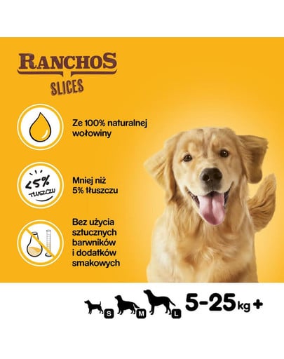 Ranchos Slices 60g – przysmaki dla psa z wołowiną