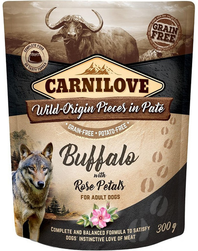 Dog Paté Buffalo with Rose Petals 300g mokra karma dla psów Bawół z płatkami róży