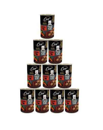 CESAR Natural Goodness w terynie 12x400 g bogata w wołowinę z dodatkiem marchewki, fasolki szparagowej i ziół