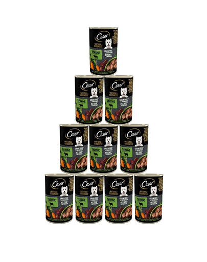 CESAR Natural Goodness w terynie 12x400 g bogata w jagnięcinę z dodatkiem marchewki, ziemniaków i szpinaku