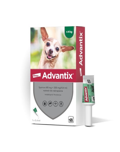 ADVANTIX Roztwór do nakrapiania dla psów do 4 kg (1 x 0,4 ml)