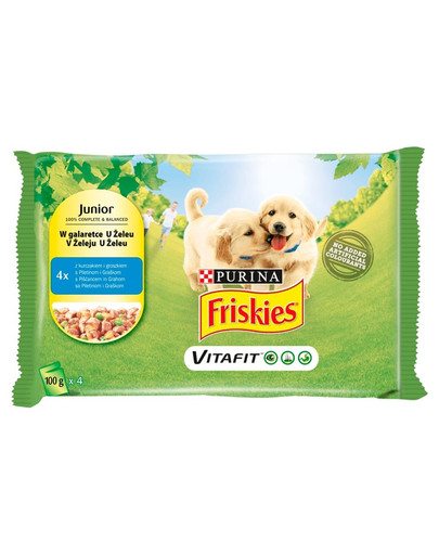 Vitafit Junior z kurczakiem i groszkiem w galaretce 4x100g mokra karma dla szczeniąt