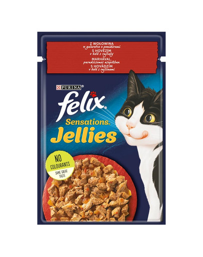 Sensations Jellies Wołowina w galaretce z pomidorami 26x85g mokra karma dla kota