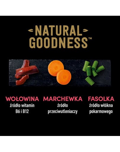 CESAR Natural Goodness w terynie 400 g bogata w wołowinę z dodatkiem marchewki, fasolki szparagowej i ziół