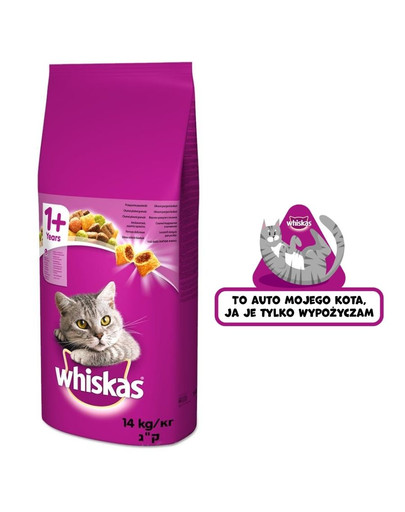 WHISKAS Adult 14kg - sucha karma dla kota z kurczakiem i warzywami + naklejka GRATIS