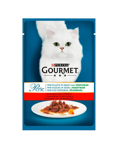 Perle z wołowiną i marchewką 24x85g mokra karma dla kotów