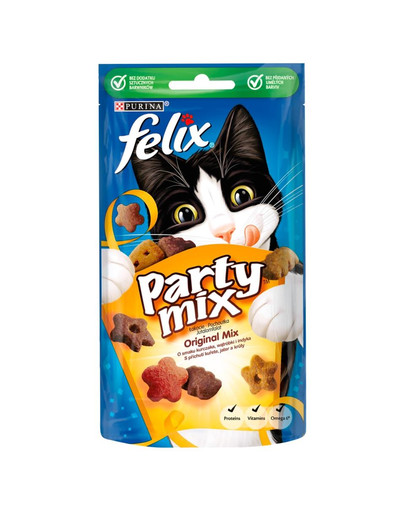 FELIX Party Mix Orginal Mix o smaku Kurczaka, Wątróbki i Indyka 8x60g