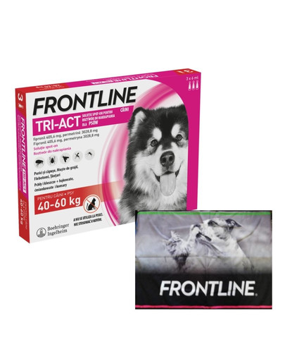 FRONTLINE Tri-Act przeciw pasożytom dla psów bardzo dużych XL (40-60 kg) 3 pipetki + ręcznik do łapek GRATIS
