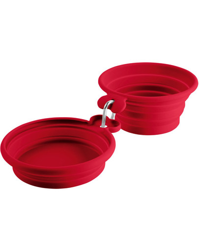 List Składane silikonowe miski podróżne 350/750 ml czerwony
