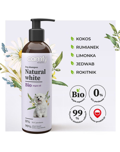 Natural White 250 ml szampon podkreślający jasny kolor sierści