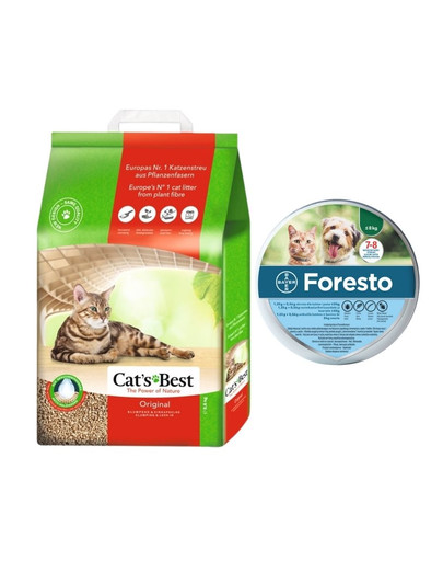 JRS Cat's Best Eco Plus 10 l + BAYER FORESTO Obroża dla kota i psa przeciw kleszczom i pchłom poniżej 8 kg
