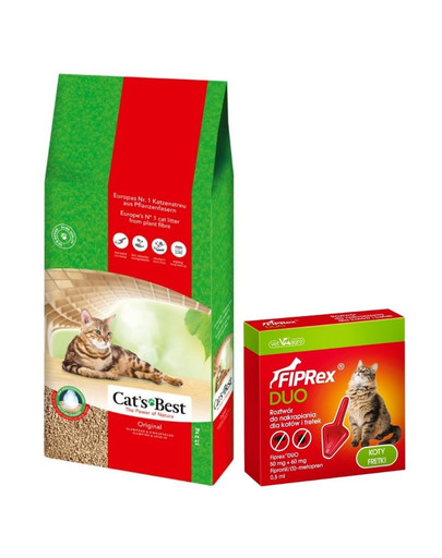 JRS Cat's best eco plus 40 l + VET-AGRO Fiprex Duo Preparat na kleszcze i pchły dla kotów i fretek