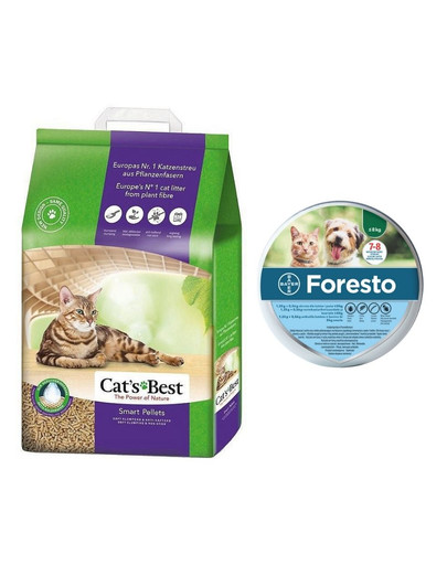 JRS Cat'S Best Smart Pellets 20 l + BAYER FORESTO Obroża dla kota i psa przeciw kleszczom i pchłom poniżej 8 kg