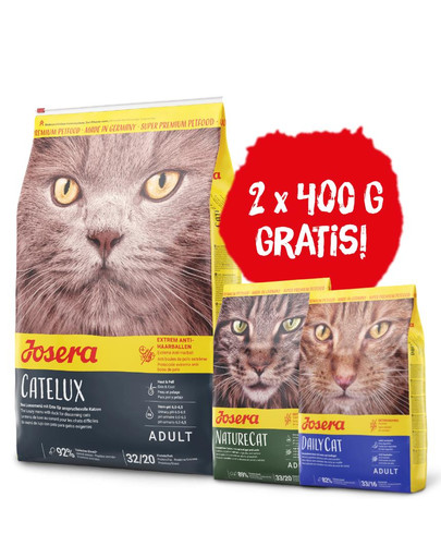 JOSERA Cat catelux 10 kg + 1x DailyCat 400g & 1x NaturCat 400g GRATIS