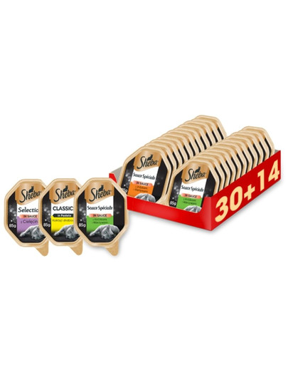 Mix smaków (z indykiem i warzywami, z królikiem i warzywami, z cielęciną, koktajl drobiowy) 44 x 85g (30 + 14 gratis)