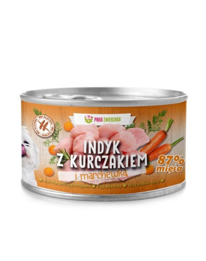 PAKA ZWIERZAKA Indyk z kurczakiem i marchewką 12x410 g mokra karma dla psa