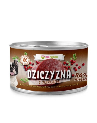 PAKA ZWIERZAKA Dziczyzna z żurawiną 12x410 g mokra karma dla psa