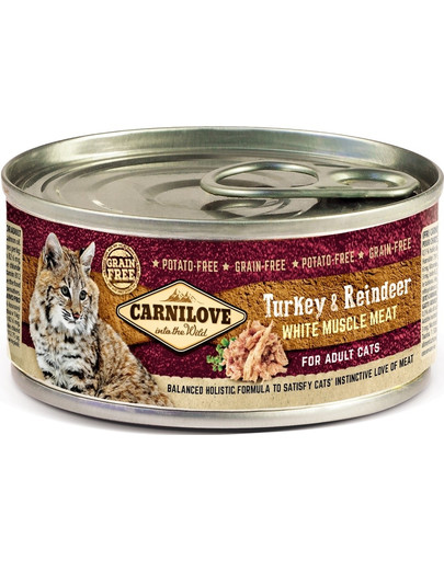 Cat turkey&reindeer 12 x 100 g indyk i renifer dla kotów