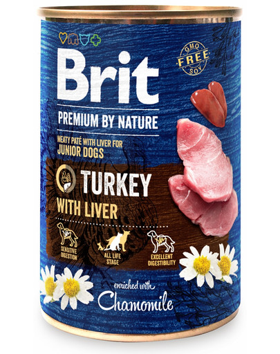BRIT Premium by Nature 24 x 400 g indyk i wątroba mokra karma dla szczeniąt
