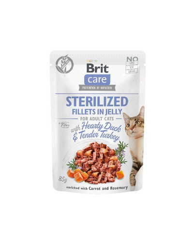 Care Sterilized Fillets in Jelly Duck&Turkey 24 x 85 g kaczka i indyk dla kotów po sterylizacji