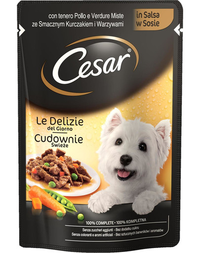 CESAR saszetka 24x100g - mokra karma dla psów z kurczakiem i warzywami w sosie