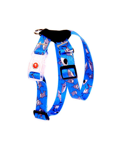 Szelki ze skórą LED Shark 36-60 cm 2 cm