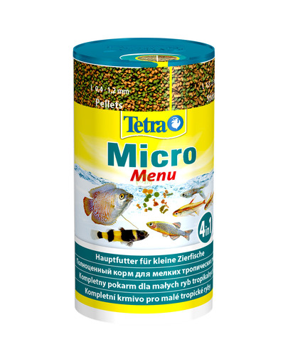 Micro Menu 100 ml 4 rodzaje pokarmu dla rybek tropikalnych