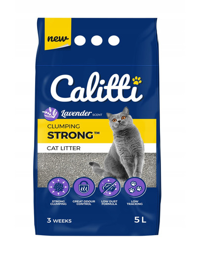 CALITTI Strong Żwirek bentonitowy dla kota lawendowy 20 l (4 szt. x 5 l)