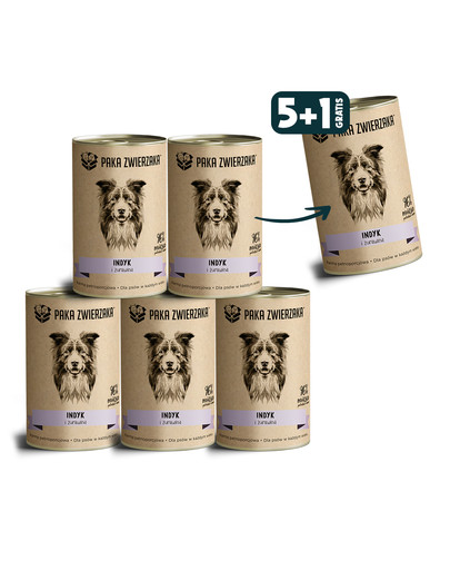 PAKA ZWIERZAKA Karma indyk i żurawina dla psa 6 x 400 g 5+1 GRATIS