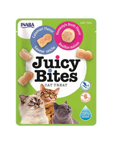 Juicy Bites wilgotne przysmaki domowy bulion i kalmary dla kota 33,9 g (3x11,3 g)