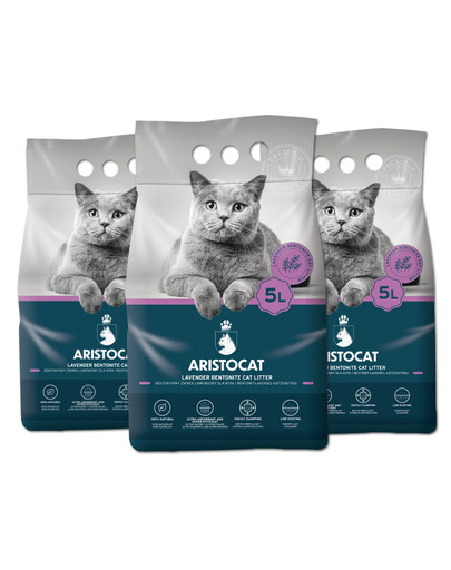 ARISTOCAT Bentonite Plus żwirek bentonitowy lawendowy 15 l (3 x 5 l)