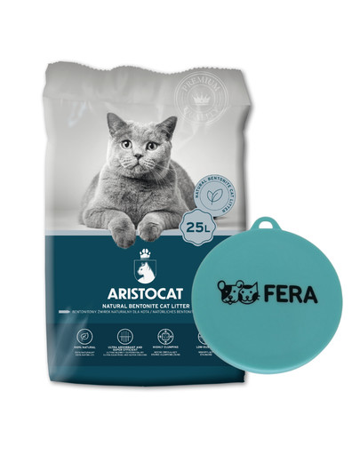 ARISTOCAT Bentonite Plus żwirek bentonitowy naturalny 25 l + FERA pokrywka na puszki