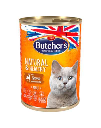 BUTCHER'S Natural&Healthy Cat 6 x 400 g (5+1 GRATIS) kawałki w galarecie dla kota