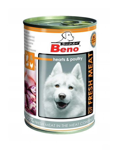 Super BENO Meat drób z sercami mokra karma dla dorosłych psów 400 g