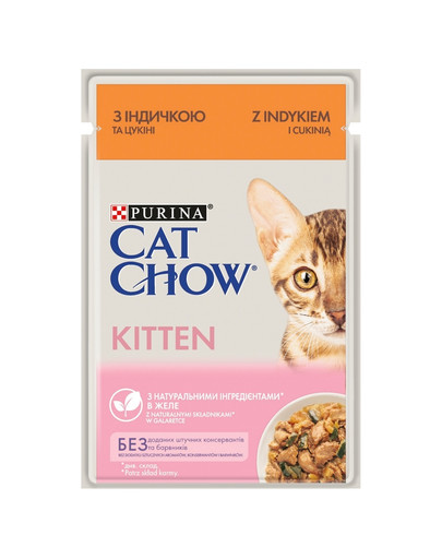 CAT CHOW Kitten z indykiem i cukinią w galaretce dla kociąt 26 x 85 g