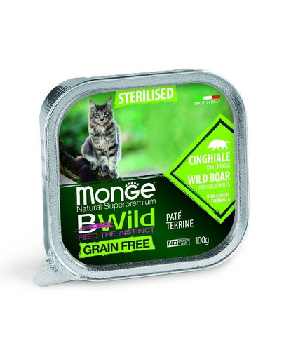 MONGE BWild bezzbożowy pasztet tacka 100g dla dorosłego kota