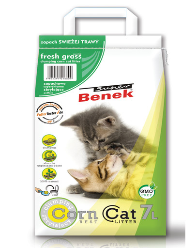 BENEK Super Corn Cat Żwirek kukurydziany świeża trawa