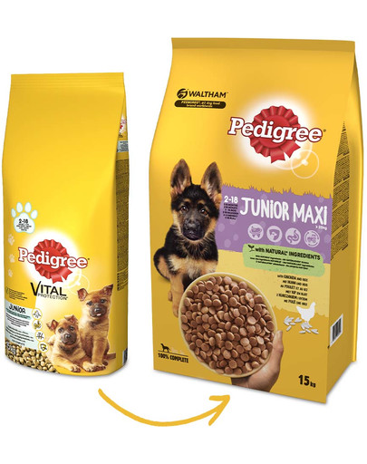 PEDIGREE Junior 15kg (duże rasy) - sucha karma dla psów z kurczakiem i ryżem