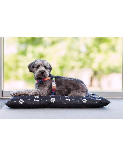 PET IDEA Legowisko poduszka dla psa ciemno szara w łapki