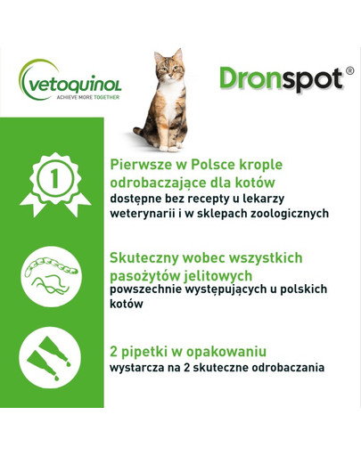 VETOQUINOL Dronspot Krople odrobaczające dla małych kotów 0,5-2,5 kg 30 mg/ 7,5 mg