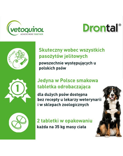 VETOQUINOL Drontal Plus Flavour  2 tabletki na odrobaczanie dla dużych psów XL