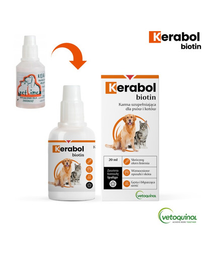 VETOQUINOL Kerabol 20 ml preparat na sierść dla psa i kota