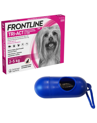 FRONTLINE Tri-Act XS (2-5 kg) 3 pipetki + Woreczki na psie odchody GRATIS