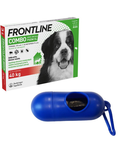 FRONTLINE Combo Spot-On XL (40-60 kg) 3 pipetki + Woreczki na psie odchody GRATIS