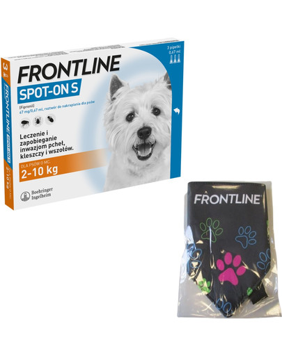 FRONTLINE Spot-on S psy 2-10 kg 3 pipetki + Chustka bandana GRATIS