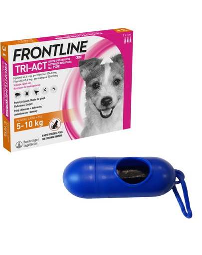 FRONTLINE Tri-Act S (5-10 kg) 3 pipetki + Woreczki na psie odchody GRATIS