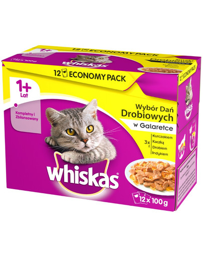 WHISKAS Adult 1+ Pakiet mieszany saszetki dla kota 12 x 100 g