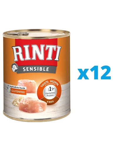 RINTI Sensible puszka z ryżem dla psów wrażliwych 12 x 800 g